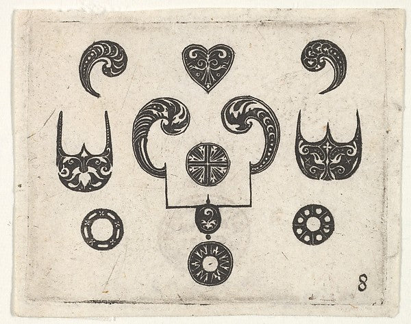 After Georg Arnoldt:Blackwork Print with Various Motifs c162-16x12"(A3) Poster