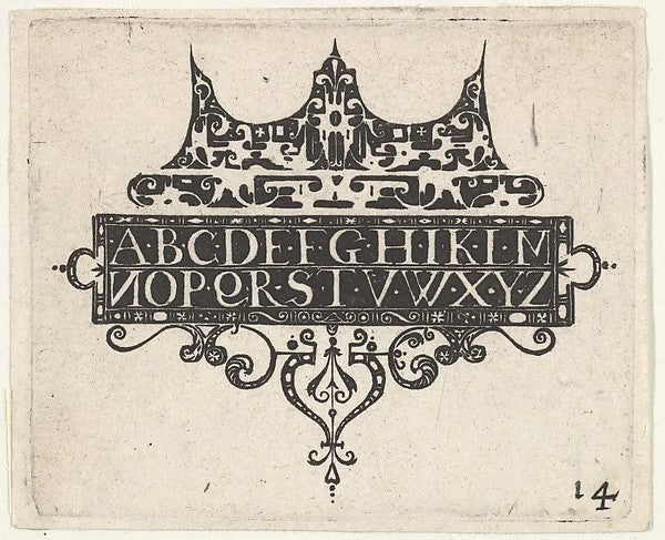 :Blackwork Print with the Alphabet c1620-16x12"(A3) Poster