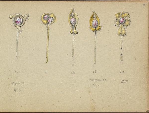 Edgar Gilstrap Simpson ):Five Designs for Gold Stickpins 189-16x12"(A3) Poster