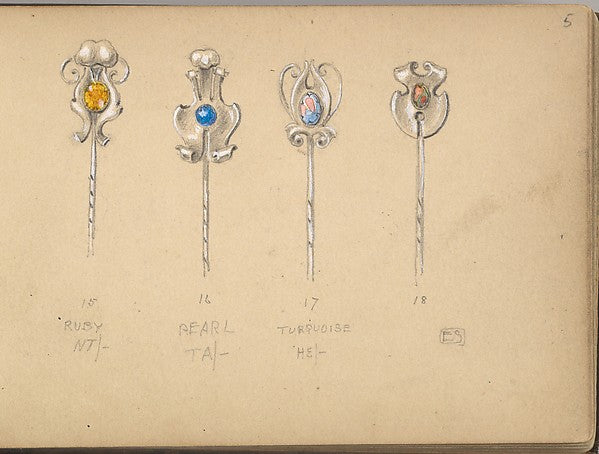 Edgar Gilstrap Simpson ):Four Designs for Silver Stickpins 1-16x12"(A3) Poster