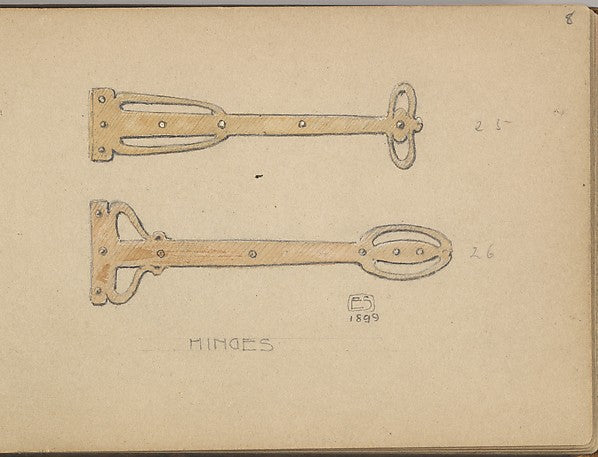 Edgar Gilstrap Simpson ):Two Designs for Hinges 1899-16x12"(A3) Poster