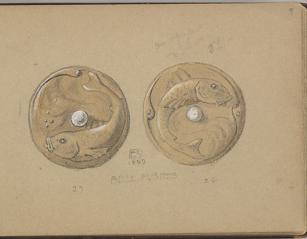 Edgar Gilstrap Simpson ):Two Designs for a Bell Push with a -16x12"(A3) Poster