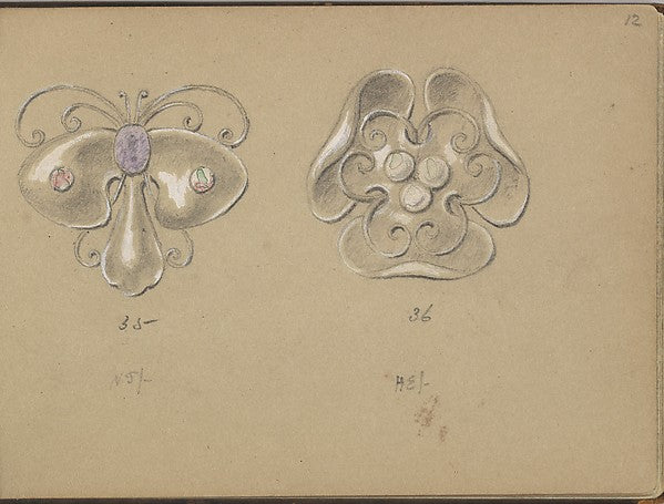 Edgar Gilstrap Simpson ):Two SIlver Jewelry Designs 1899-16x12"(A3) Poster