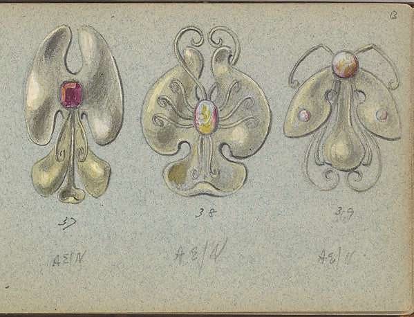 Edgar Gilstrap Simpson ):Three Jewelry Designs 1899-16x12"(A3) Poster