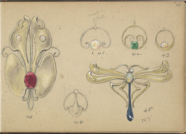 Edgar Gilstrap Simpson ):Six Designs for Jewelry 1899-16x12"(A3) Poster