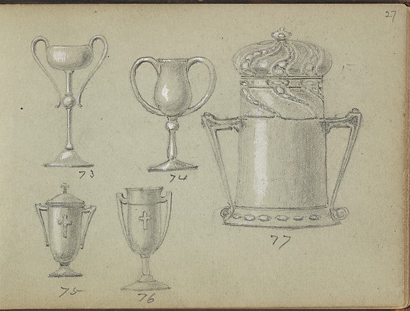 Edgar Gilstrap Simpson ):Five Designs for Drinking Vessels 1-16x12"(A3) Poster