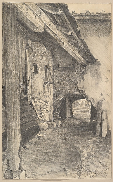 Adolph Menzel:View into a Courtyard c1880–90-16x12"(A3) Poster