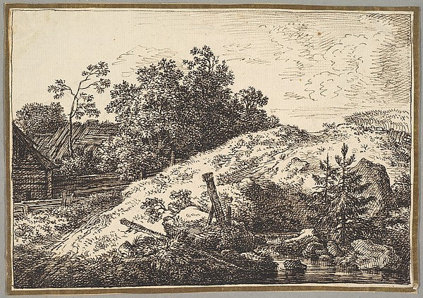 Landscape with a Brook and Farm Buildings late 18th cent-Ferdi,  Poster Print