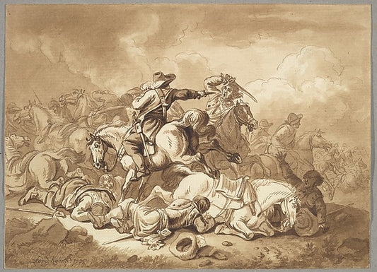 A Battle Scene 1783-Ferdinand Kobell ,16x12"(A3)Poster