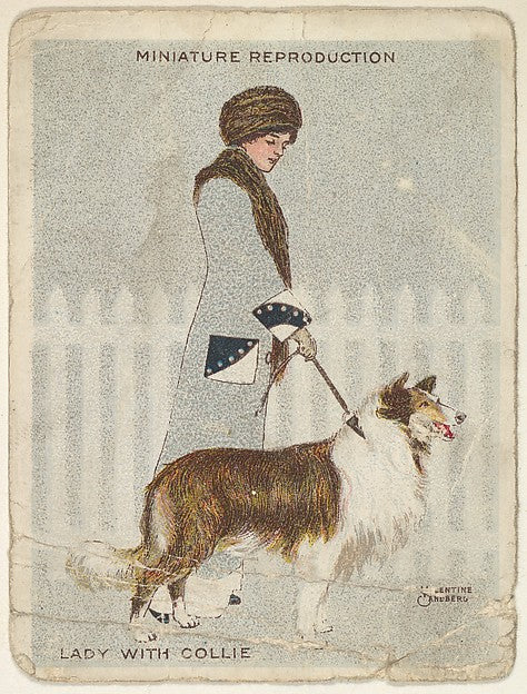 Valentine Sandberg:Card 311 Lady with Collie from the series-16x12"(A3) Poster