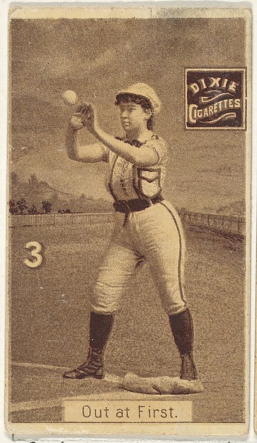 :Card 3 Out at First from the series "Women Baseball Players-16x12"(A3) Poster