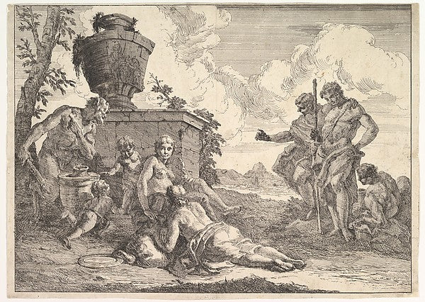 Francesco Fontebasso :Satyr with Club and Seven Figures from-16x12"(A3) Poster