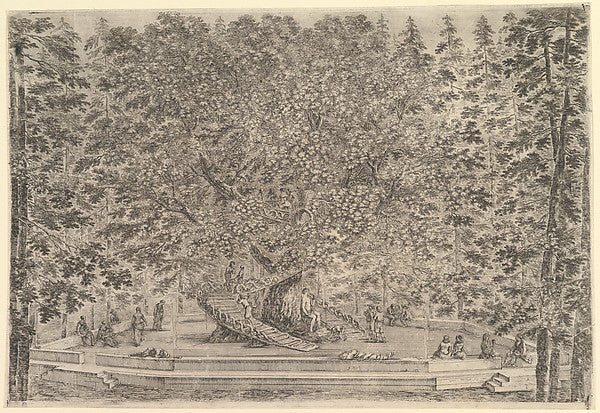 Stefano della Bella :A large inhabited tree in center with r-16x12"(A3) Poster
