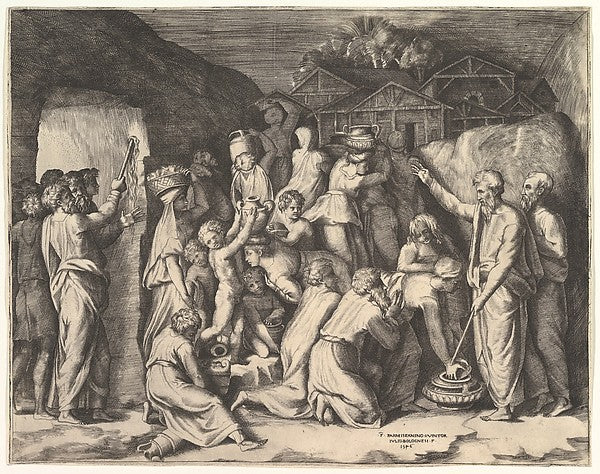 Giulio Bonasone , After Polidoro da Caravaggio :Moses Tellin-16x12"(A3) Poster