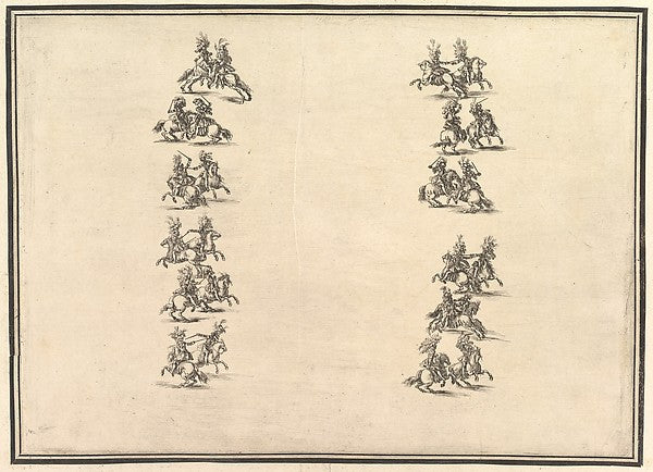 Stefano della Bella :Twenty-four riders dueling and forming -16x12"(A3) Poster