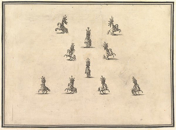 Stefano della Bella :Four riders in a row at bottom five rid-16x12"(A3) Poster