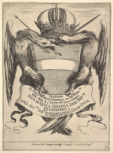 Stefano della Bella :Frontispiece for 'The funeral of Empero-16x12"(A3) Poster