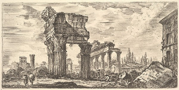 Plate 7 -  Temple of Jupiter Tonans . 1. Temple of Concord.  c17,  Poster Print Wall Art