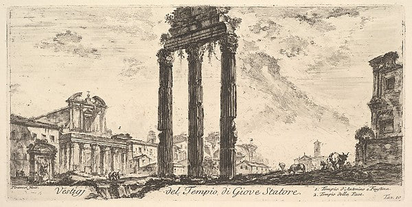 Plate 10 -  Ruins of the Temple of Jupiter Stator . 1. Temple of,  Poster Print Wall Art