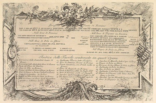 Beginning "Iscrizione nei lati del Ponte di Rimino"  and follo,  Poster Print Wall Art