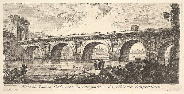 Plate 16 -  The Bridge at Rimini built by the Emperors Augustus,  Poster Print Wall Art