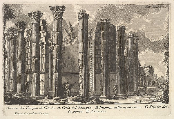 Remains of the Temple of Cybele  18th cent-Giovanni Battista P,  Poster Print Wall Art