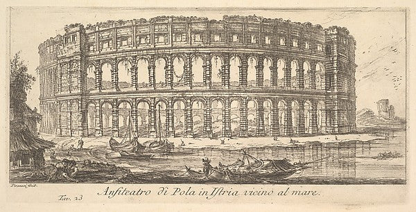 Plate 23 -  Amphitheater of Pola in Istria near the sea  c1748-G,  Poster Print Wall Art