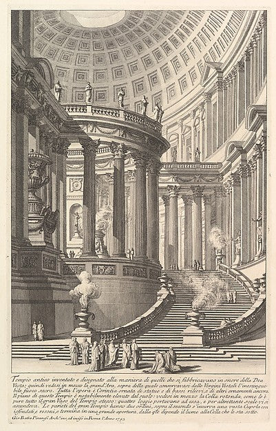 Imaginery ancient temple designed in the style of those built,  Poster Print Wall Art