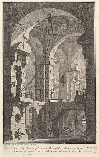 Dark prison with a courtyard for the punishment of criminals .,  Poster Print Wall Art