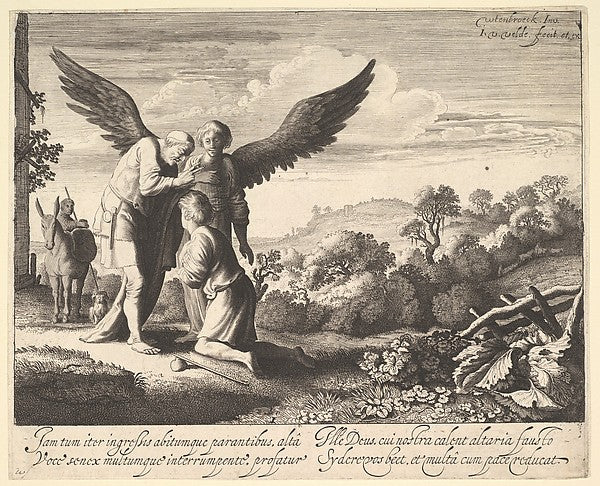 Tobias Blessed by Blind Tobit 1620–41-Jan van de Velde II, Aft,  Poster Print Wall Art