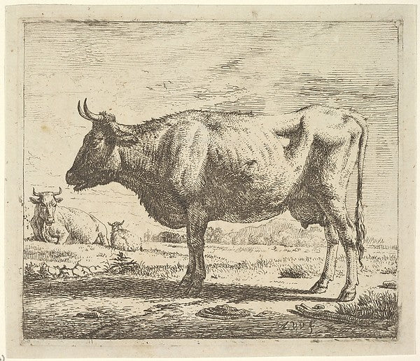 Two Cows and a Sheep  from Different Animals-Adriaen van de Ve,  Poster Print Wall Art