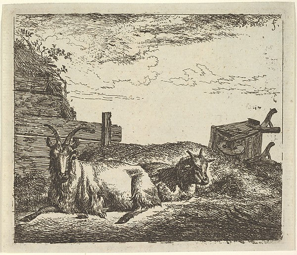 Recumbent Goats  from Different Animals-Adriaen van de Velde ,  Poster Print Wall Art