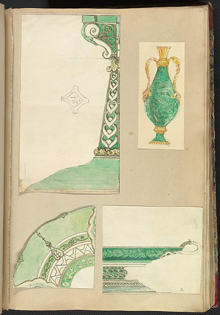 Designs for a Candlestick  Two Handled Vase  Decorated Plate a,  Poster Print Wall Art