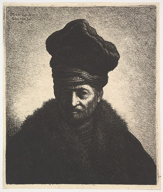 Portrait of a Man  after Rembrandt 1633-Jan Georg  van Vliet, ,  Poster Print Wall Art