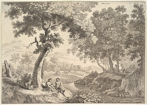 Satyrs in a Landscape-Anonymous, After Herman van Swanevelt  c,  Poster Print Wall Art
