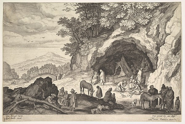 Mountainous Landscape with a Group of Gypsies 1586–1629-Aegidi,16x12"(A3)Poster