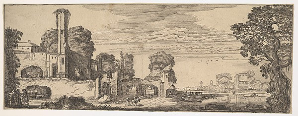 Riverscape with Ruins of a Castle  c1615-Jan van de Velde II ,  Poster Print Wall Art