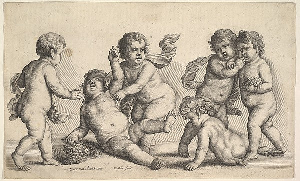 Five boys and a satyr 1646-After Pieter van Avont ,  Poster Print Wall Art