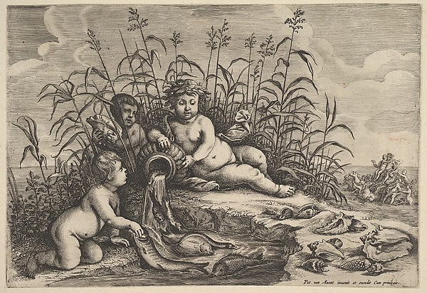 Water from The four elements  after Avont 1647-After Pieter va,  Poster Print Wall Art