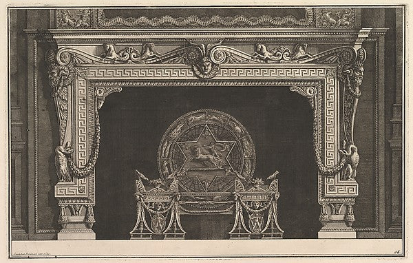 Chimneypiece: Architrave decorated with a Greek key motif and,16x12