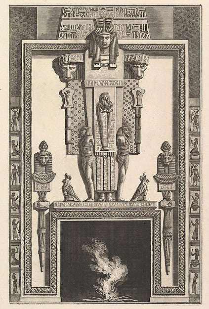Chimneypiece in the Egyptian style -  Mummy superimposed on a la,  Poster Print Wall Art