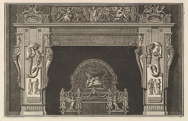 Chimneypiece -  Frieze of trophies and winged Victories on the l,  Poster Print Wall Art