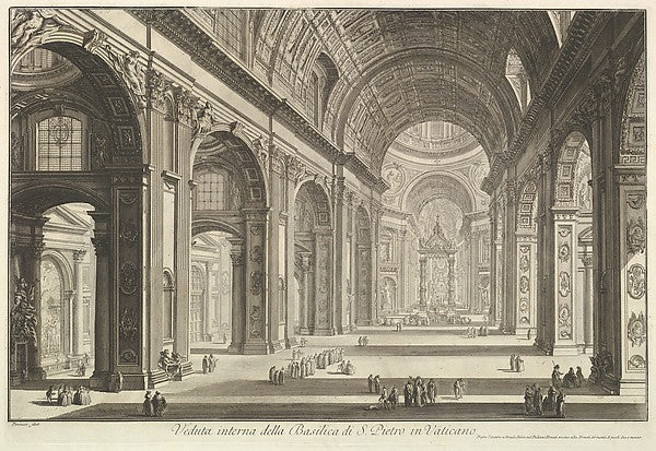 Interior view of St. Peter's Basilica in the Vatican  from Ved, Poster Print