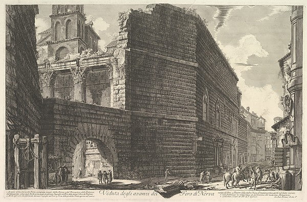 Veduta degli avanzi del Foro di Nerva  l'arcade et la muraille, Poster Print