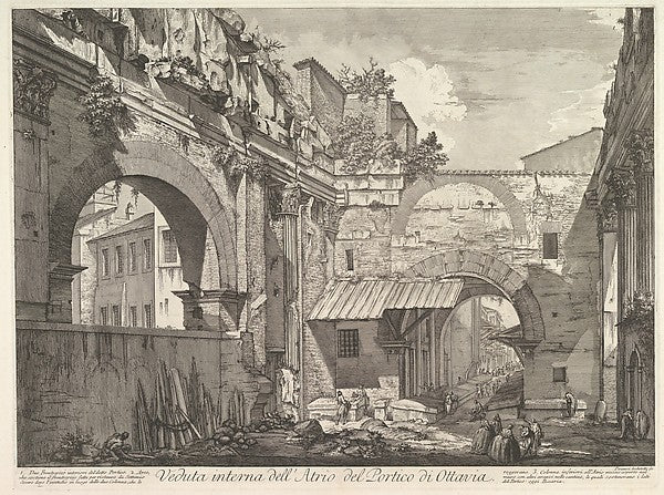 Veduta interna dell'Atrio del Portico di Ottavia   in -  'Vedute,  Poster Print Wall Art