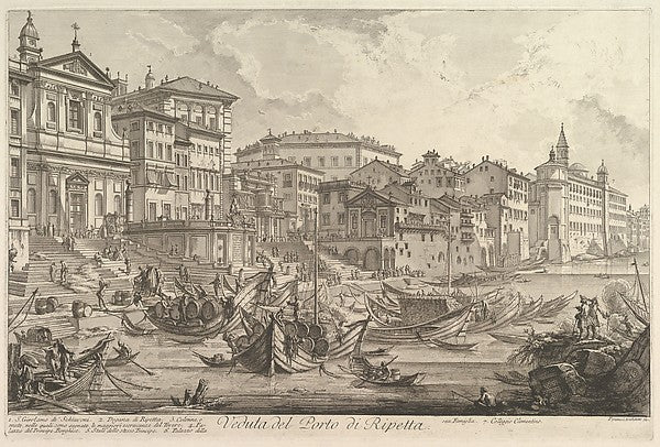 The smaller harbor  called the Porto di Ripetta  c1753-Giovann,  Poster Print Wall Art