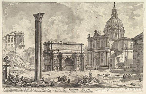The Arch of Septimius Severus  with the Church of S. Martina o,  Poster Print Wall Art