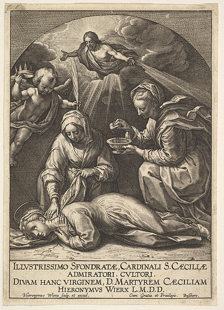 Death of St. Cecilia c1599–1605-Hieronymus  Wierix, After Fran,  Poster Print Wall Art