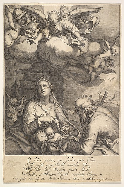 The Nativity-Jacob Matham, After Abraham Bloemaert ,  Poster Print Wall Art