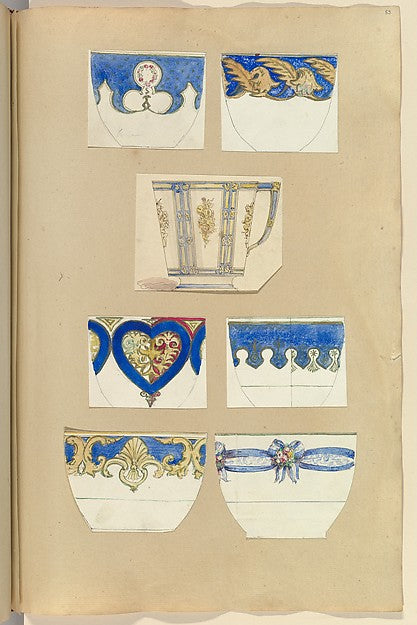 Seven Designs for Decorated Cups 1845–55-Alfred Henry Forreste,  Poster Print Wall Art